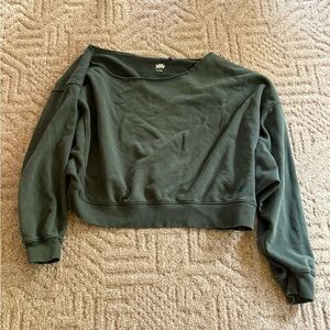 YITTY Forest Green Drop Shoulder Cropped Sweatshirt